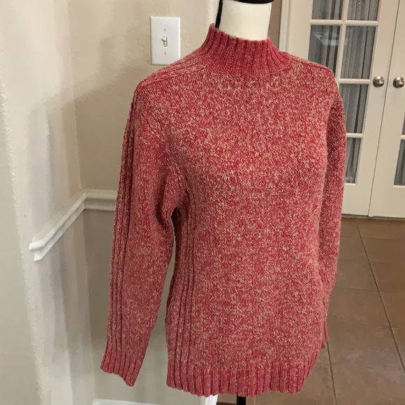 Aigle rare red & tan marled thick knit mock neckline sweater Size L - Picture 9 of 17